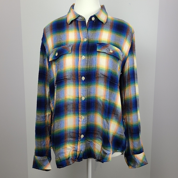 Gap x Pendleton button-down plaid relaxed fit rainbow shirt, Sz M (PTP 20") - Picture 1 of 8